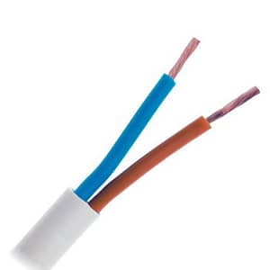 Cablu electric bifilar dublu-izolat 2x0.5mm2 plat alb MYYUP H03VVH2-F 2x0.5
