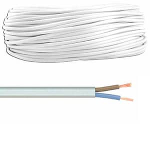 Cablu electric bifilar dublu-izolat cupru 2x0.75mm plat alb MYYUP H03VVH2-F 2x0.75