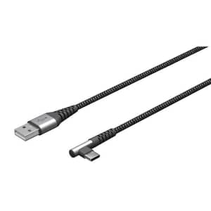 Cablu elegant extra-robust textil USB2.0 type C 90 grade - USB-A 0.5m 60W mufe metalice Goobay 64655