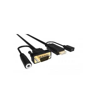 Cablu HDMI cu chip la VGA cu audio si alimentare micro USB 1.8m WELL