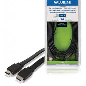 Cablu HDMI tata - HDMI tata plat 2m 4K High Speed cu Ethernet Valueline