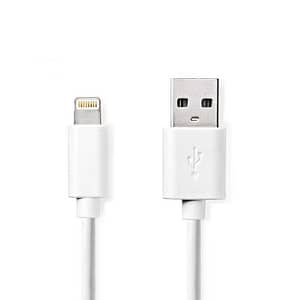 Cablu incarcator/date Apple Lightning 8-Pini - USB-A tata 1m 2.4A alb Nedis