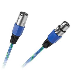 Cablu microfon XLR mama-tata 3m textil albastru Cabletech