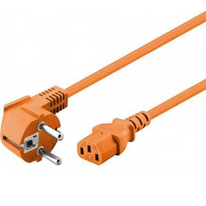 Cablu PC 2m ORANGE de alimentare calculator Schuko 90 grade tata - CCE mama Portocaliu Goobay