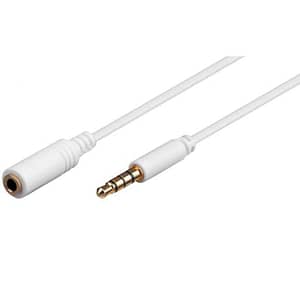 Cablu prelungitor 2m AUX casti 4-pin JACK 3.5 mm STEREO aurit mama-tata AWG28 cupru alb 62362 Goobay