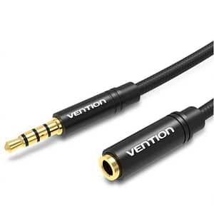 Cablu prelungitor audio stereo 4 pini Jack 3.5 mm mama-tata 5m aurit negru VENTION BHBBJ