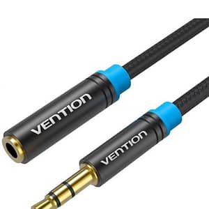 Cablu prelungitor audio stereo Jack 3.5 mm mama-tata 2m aurit negru VENTION VAB-B06-B200-M