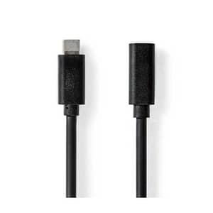 Cablu prelungitor USB3.2 Gen 1 type C tata - USB type C mama 1m 4K60Hz 60W negru Nedis CCGL64010BK10