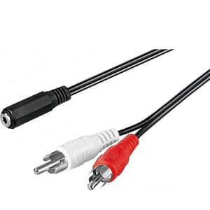 Cablu RCA mufa tata x2 - Jack 3.5 mm 3 pini mama 1.4m Goobay