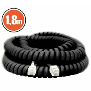 Cablu receptor telefon spiralat RJ10 4P4C - RJ10 4P4C 1.8m negru