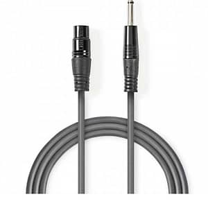 Cablu stereo XLR 3 pini mama - JACK 6.35 mm tata 10m gri NEDIS