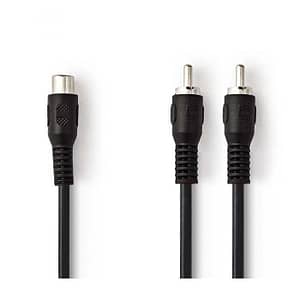 Cablu Subwoofer Nedis 2x RCA tata - RCA mama 0.2m negru