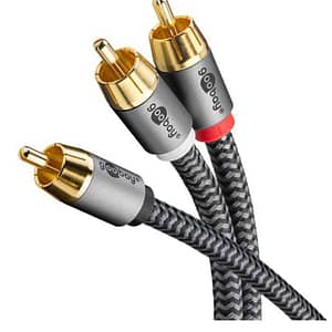 Cablu subwoofer premium flexibil RCA Y 2m RCA tata - 2x RCA tata negru Goobay Plus 65300