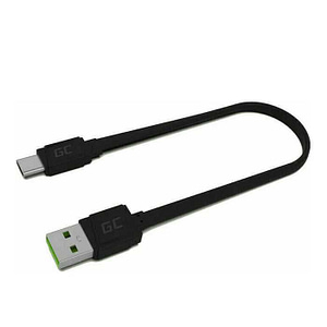 Cablu USB 2.0 A mufa - USB type C mufa 0.25m plat negru Green Cell KABGC03
