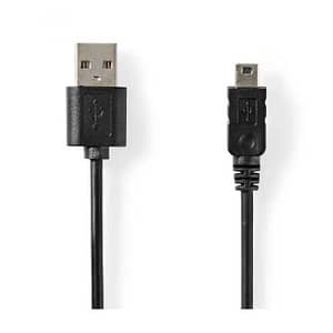 Cablu USB 2.0 A tata - Mini USB 5-Pin tata 3m negru Nedis