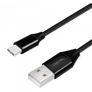 Cablu USB 2.0 A - USB type C 0.3m negru LOGILINK CU0139