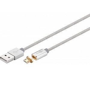 Cablu USB 2.0 cu mufa magnetica micro USB 1.2m argintiu Goobay