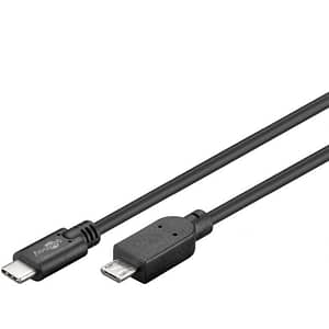 Cablu USB 2.0 type C la Micro USB 2.0 0.6m cupru 0.48Gbit/s negru 67992 Goobay