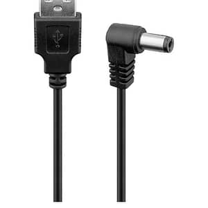 Cablu USB - DC 5.5 x 2.5 mm 90 grade 0.5m negru Goobay 55154