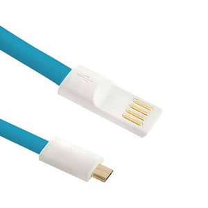 Cablu USB - Micro USB 1m Aurit Cablu Plat Albastru Qoltec
