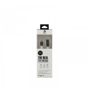Cablu USB My-Magic 2in1 Micro USB sau Lightning alb 1m plat