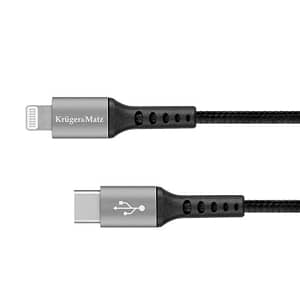 Cablu USB type C - Lightning certificat MFI 1m 3A bumbac OFC Kruger&Matz