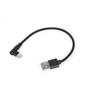 Cablu USB2.0 A mufa - USB type C mufa in unghi 0.2m negru Gembird CC-USB2-AMCML-0.2M