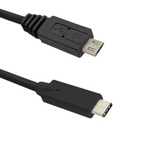 Cablu USB2.0 B micro USB mufa tata - USB type C mufa tata 1.2m negru QOLTEC 50476