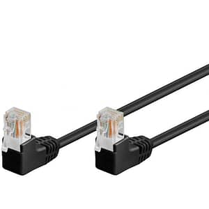 Cablu UTP Cat5e patch cord 0.5m RJ454-RJ45 cu mufe cotite negru Goobay
