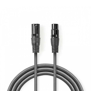Cablu XLR stereo Nedis XLR 3 pini tata - XLR 3 pini mama 5m gri