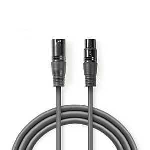 Cablu XLR stereo Nedis XLR 3pini tata - XLR 3pini mama 1.5m gri