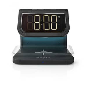 Ceas cu alarma Nedis incarcator wireless Qi lumina multicolora negru