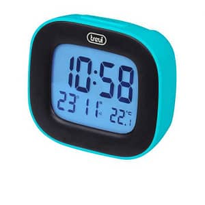 Ceas desteptator cu LCD SLD 3875 cu termometru si calendar turcoaz Trevi