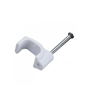 Cleme clips fixare cablu patrat plastic cu cui 4mm alb 100buc Well