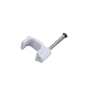Cleme clips fixare cablu patrat plastic cu cui 5mm alb 100buc Well