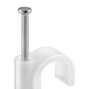 Cleme clips fixare cablu rotund plastic cu cui 4mm alb 100buc Goobay