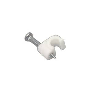 Cleme clips fixare cablu rotund plastic cu cui 4mm alb 100buc Well