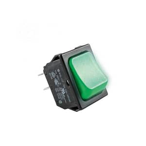Comutator basculant ON-OFF cu retinere 250V 10A 2 circuite cu bec verde incastrare 31x22mm R13-117 Somogyi Elektronic