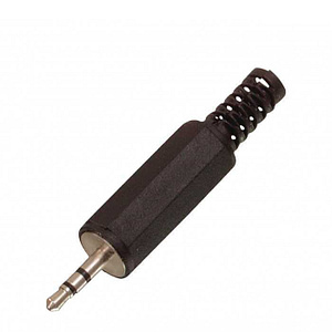 Conector mufa jack stereo 2.5 mm tata platic negru cu protector cablu VALUELINE