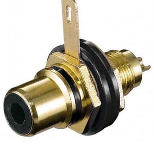 Conector RCA mama aurit montare pe panou negru Goobay