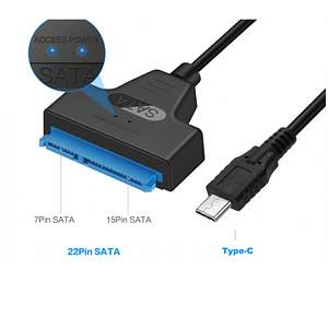 Convertor USB Type C - SATA 22 pini max 6TB HDD 2.5" si SSD