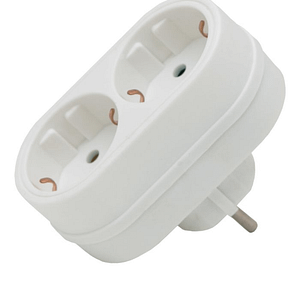 Distribuitor dublu schuko cu protectie 1 schuko tata la 2 schuko mama