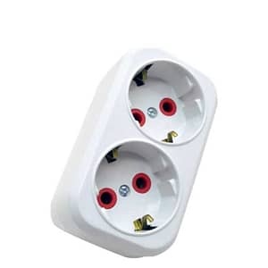 Dublu stecher 2x SCHUKO 16A 3500W alb/rosu VE12000 LAVA Sokets