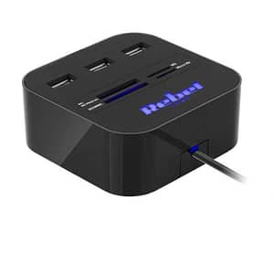 HUB 3x USB 2.0 cititor card SD/MICROSD cablu 50cm REBEL