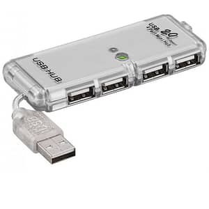Hub 4 port USB 2.0 HI-SPEED 480MB/s gri cablu 6cm 68879 Goobay