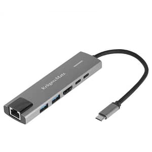 HUB 6in1 USB TYPE C - HDMI v1.4 3840x2160px 30Hz + 2x USB3.0/2.0 + 2x USB TYPE C + RJ45 Kruger&Matz