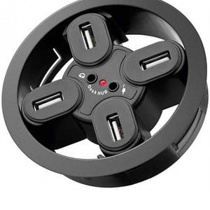 Hub USB 2.0 4 porturi +iesiri audio montabil in birou Goobay