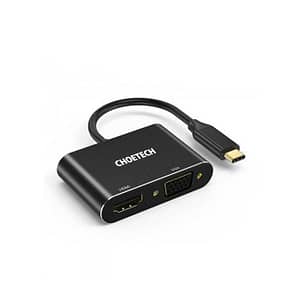 HUB USB Type C - 1x HDMI + 1x VGA Choetech M17 negru