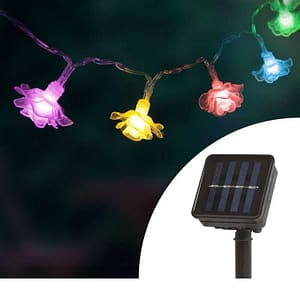 Instalatie de pom cu incarcare solara IP44 LED floare 2.3m 20 LED multicolore