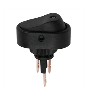 Interupator basculant 1 circuit 12V 20A OFF-ON LED galben cu retinere 2 pini 09047SA